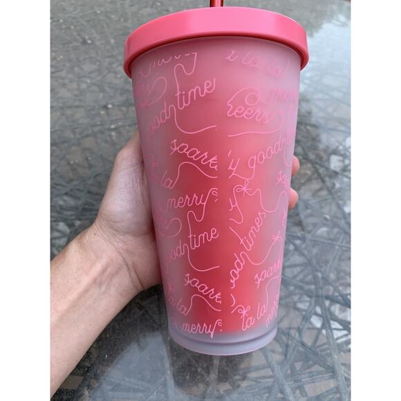 Starbucks Ban.Do 16 Oz Tumbler 2018 Pink Red Cold Cup Limited Edition Holiday - Picture 8 of 8